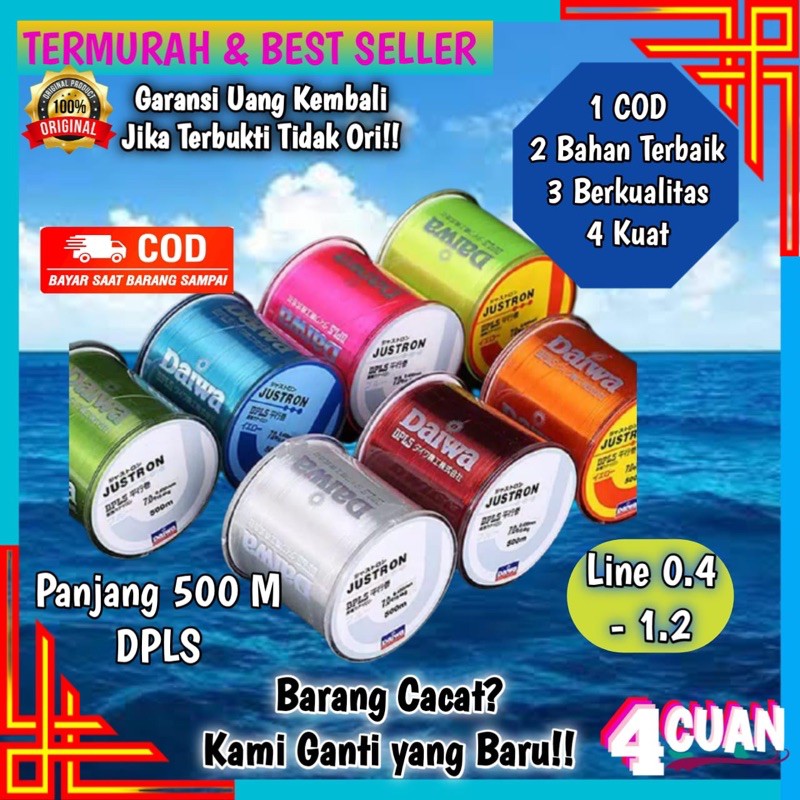 [COD] Senar Benang Tali Pancing Memancing Ikan DAIWA JUSTRON Nylon Series Braided 500M DPLS Original