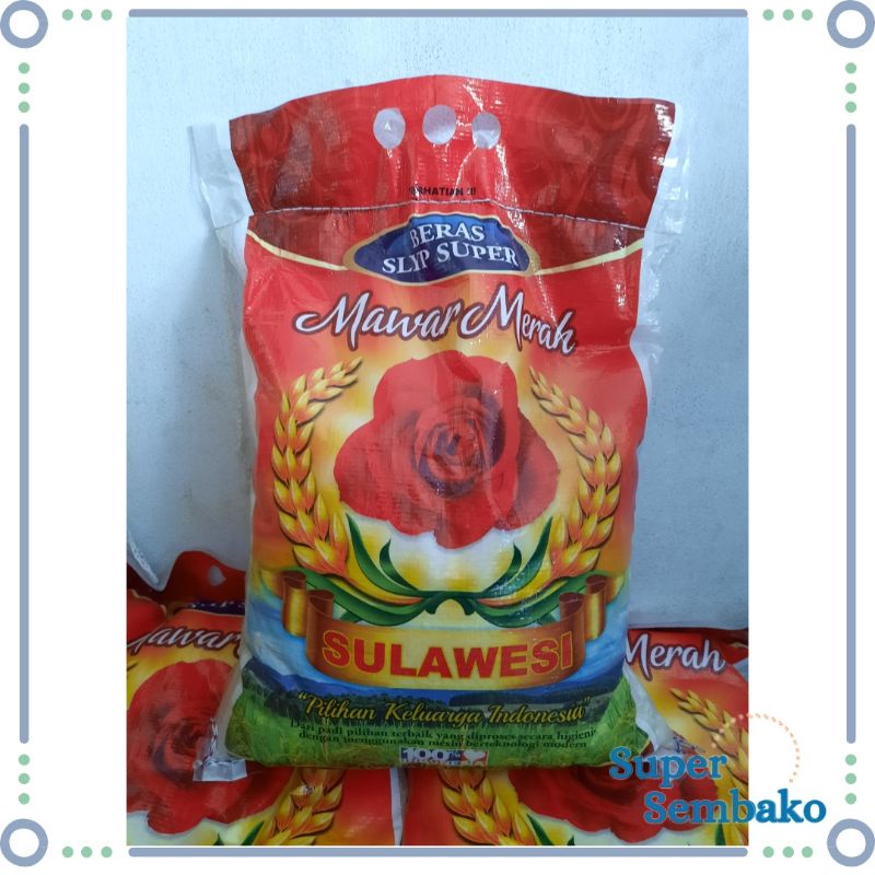 BERAS 5KG / KILOGRAM SLYP SUPER MAWAR MERAH SULAWESI BERKUALITAS