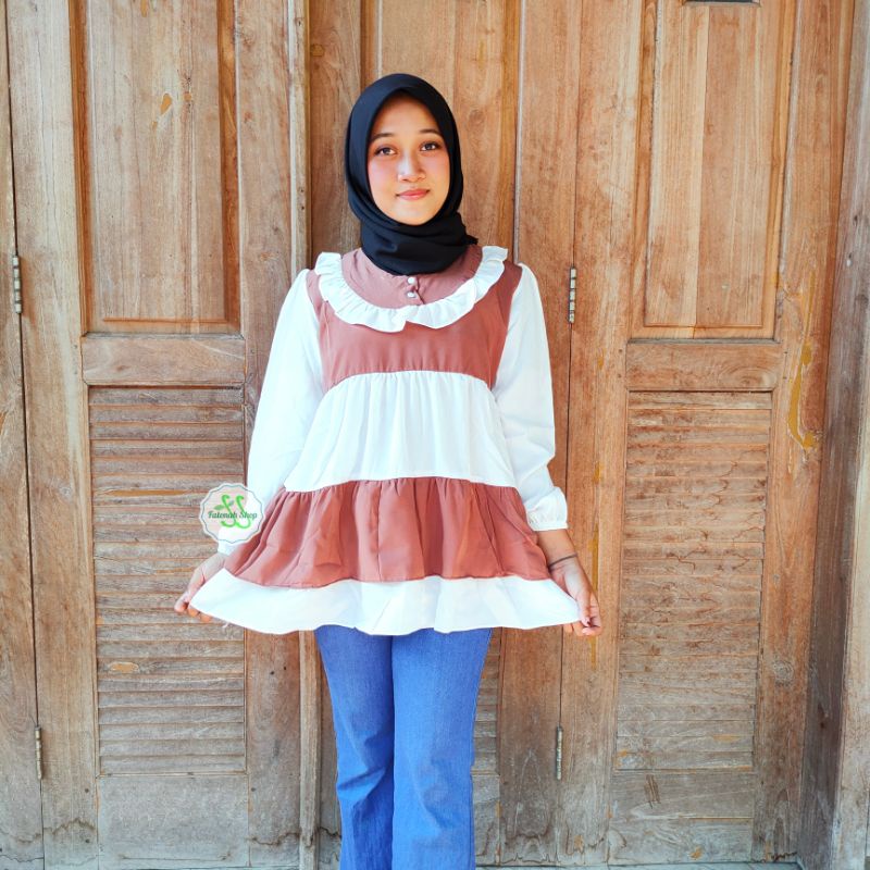 Blouse wanita ootd outfit atasan cewek perempuan wolfis rempel kunyit coksu ( blouse endang rempel )