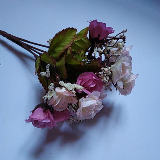 Bunga artificial Rose mini RM001, bunga dekorasi / bunga plastik-Pink ungu