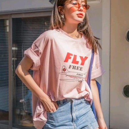 FLY FREE T SHIRT KOREAN | KAOS OVERSIZE Crbn_cloth