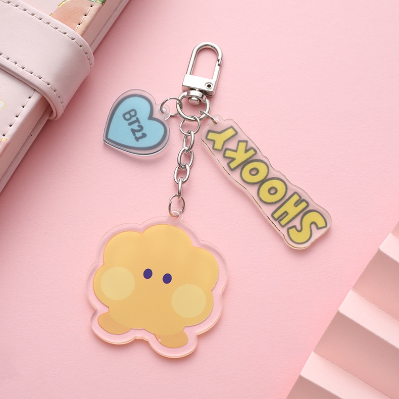 Gantungan Kunci Kartun Untuk Pria Dan Wanita BTS BT21 Lovely Car Bag Doll Pendant Key Chain Gantungan Kunci