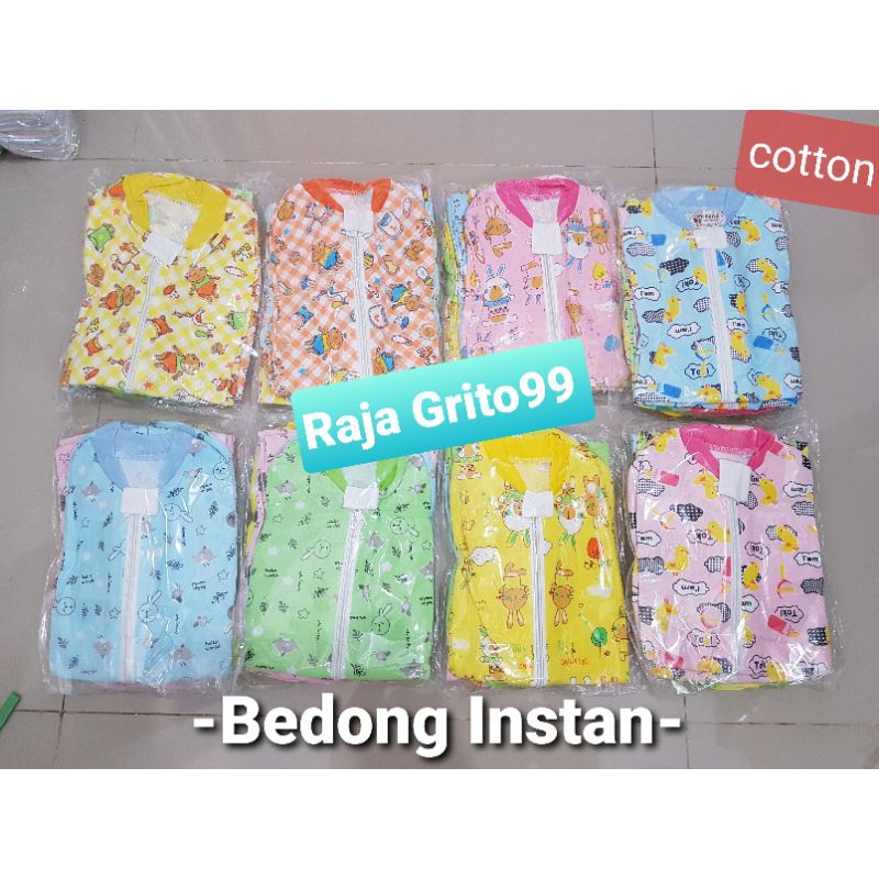 Bedong instan resleting bahan cotton warna motif mix terbaru / Grosir