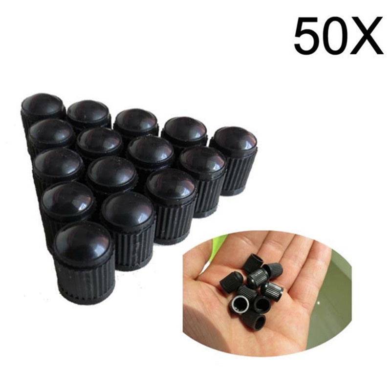 {LUCKID}50 x Black Plastic Car Truck Auto Wheels Tire Valve Stem Cap Lid Air Dust Cover