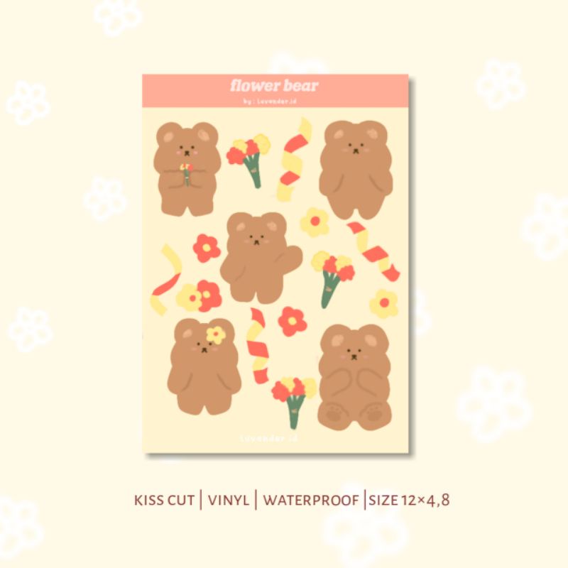 

FLOWER BEAR STICKER | STICKER JURNAL STICKER JOURNAL