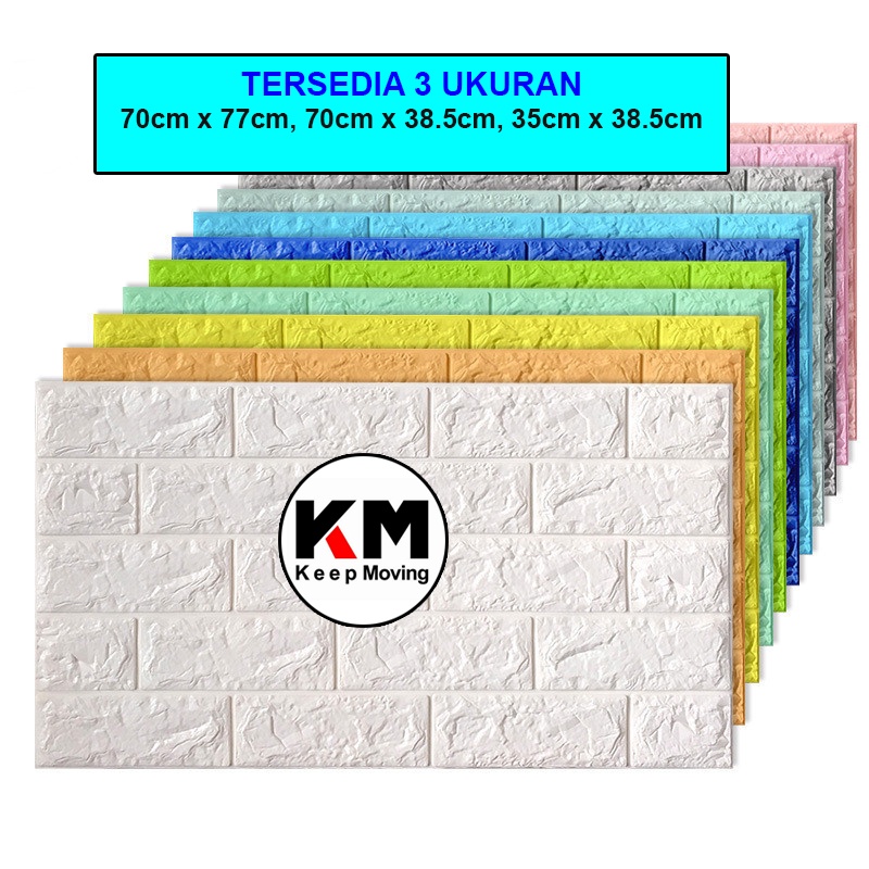 KM Wallpaper Foam 3D Bata Warna Ungu Muda Premium Wall Paper Sticker Wallpaper Foam Bata Stiker-2