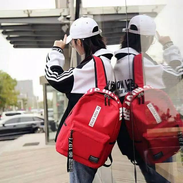 Tas Sekolah Modis Anak Perempuan Warna Solid Ransel Wanita Pelajar Perguruan Tinggi Ransel Laptop