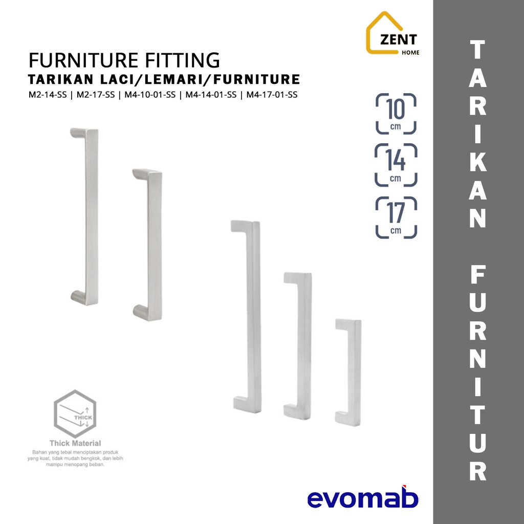evomab Tarikan Laci Handle Lemari Minimalis Silver Furniture Fitting