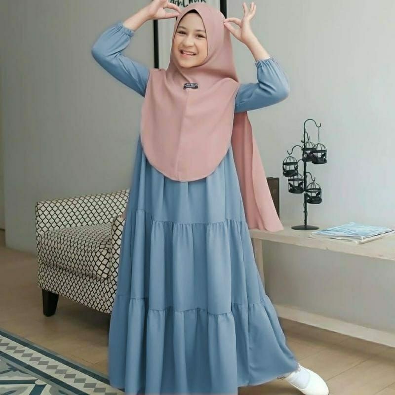 Gamis Anak Tanggung Syari Kids Bahan Katun Rayon Premium Usia 7-12 Tahun Dress Anak Perempuan