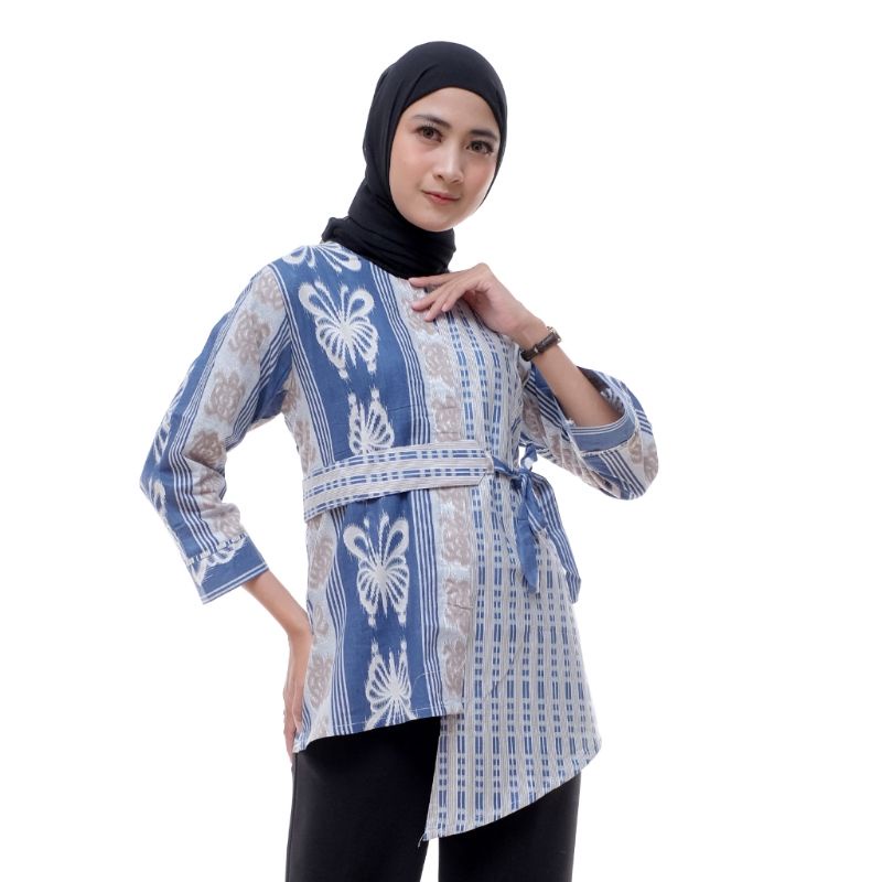 tey-17 Batik wanita ASJ SA HRB026 Kenongo Kemeja Tosca Pendek-RASTER KUPU