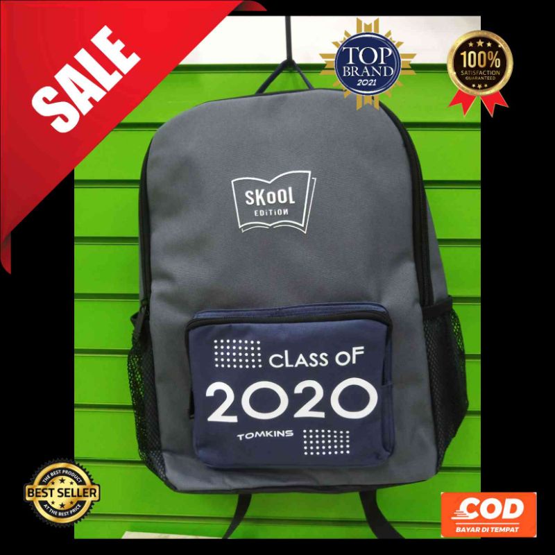 TOMKINS - TAS SEKOLAH ANAK REMAJA LAKI-LAKI & PEREMPUAN NEW ARIVAL / GREY NAVY
