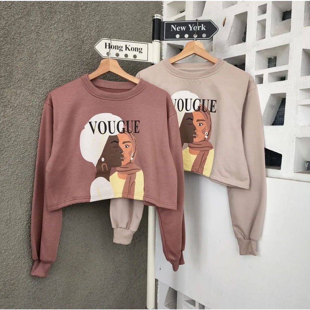 SWEATER WANITA - VOGUE HITS CROOPE SWEATER WANITA bahan fleece