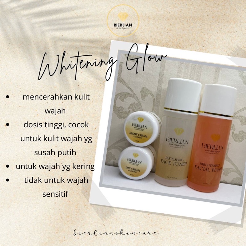 BIERLIAN SKINCARE CREAM WAJAH WHITE GLOW/SUPER WHITE/ACNE/FLEK [Free Pouch+Gift]-Whitening Glowing