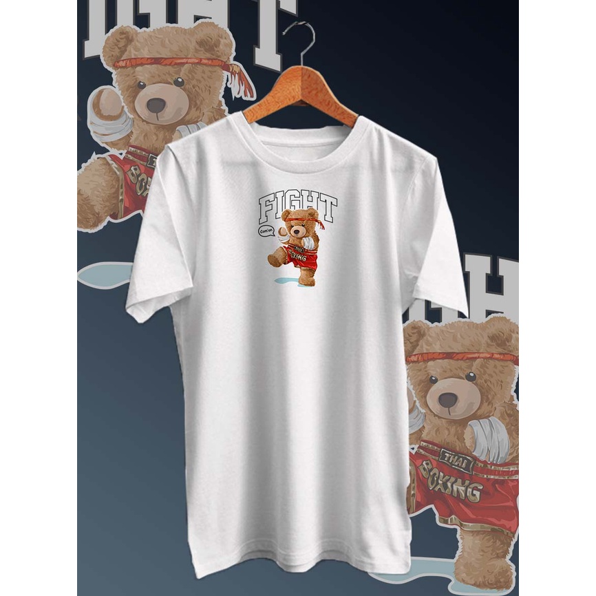 BAJU KAOS DISTRO BEAR FIGHT KAOS DISTRO PRIA KEKINIAN /KAOS PRIA/KAOS DISTRO/KAOS MURAH PRIA/UNISEX/COTTON COMBED 30s