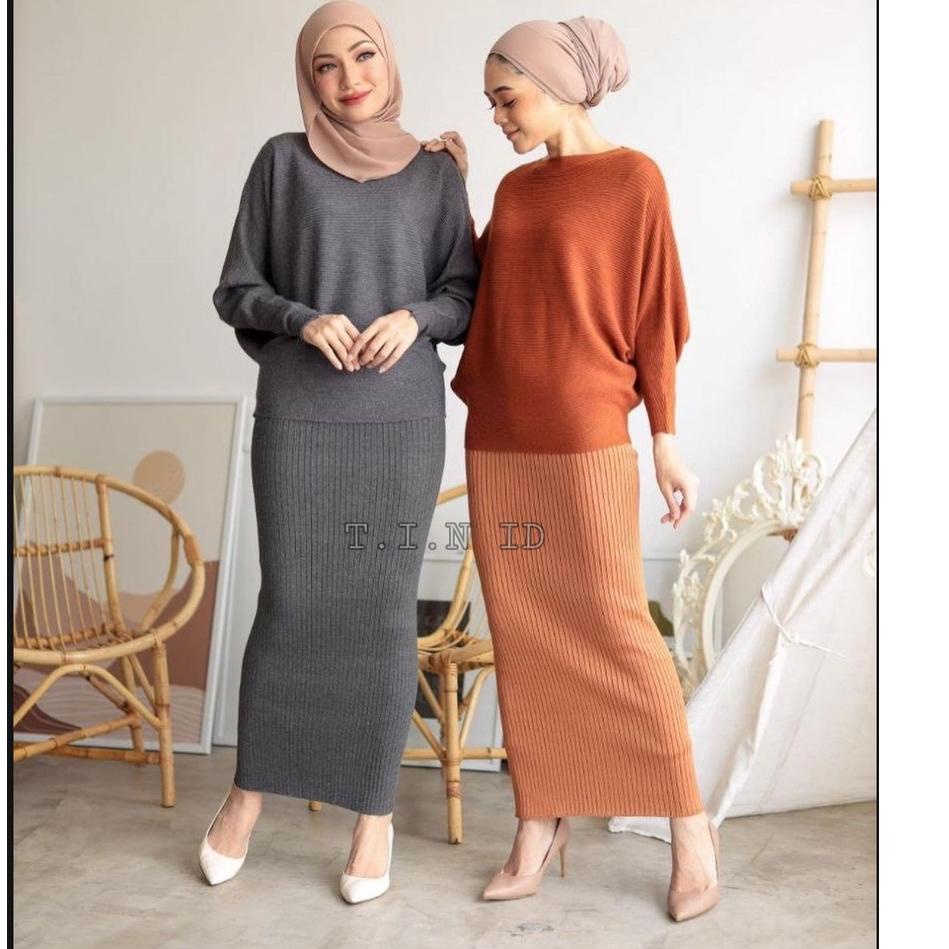 Modern.. Rok rajut span premium Import Long pensil rib knit skirt