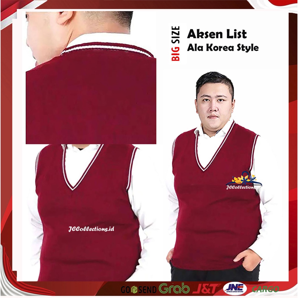 Vest Rompi Pria Rajut Jumbo 3XL Big Size / Rompi Jumbo 3XL List Nathann - JCCollections