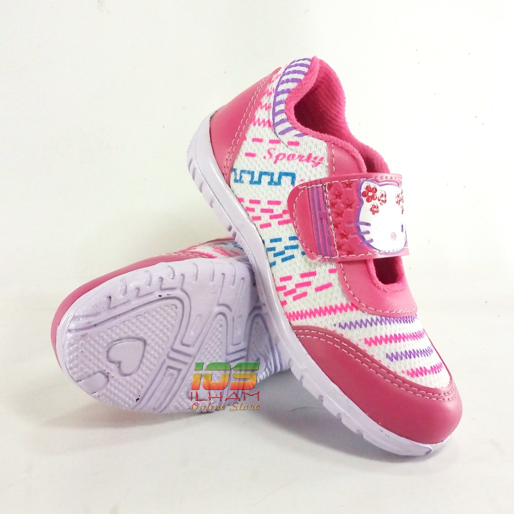 Sporty Hello Kitty LB/BR Sepatu Anak Perempuan Size 26-35 Hitam Pink