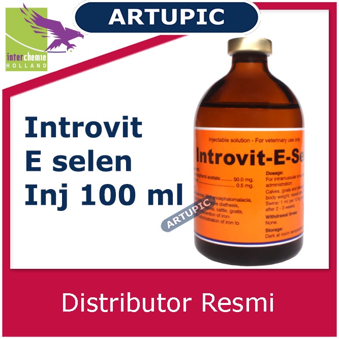 Introvit E Selen Injeksi 100 ml Vitamin E Konsentrasi Tinggi Antioksidan Selenium Kekebalan Ternak Hewan Holland Atasi Stres Sapi Kambing Babi Ayam Kucing Anjing Domba