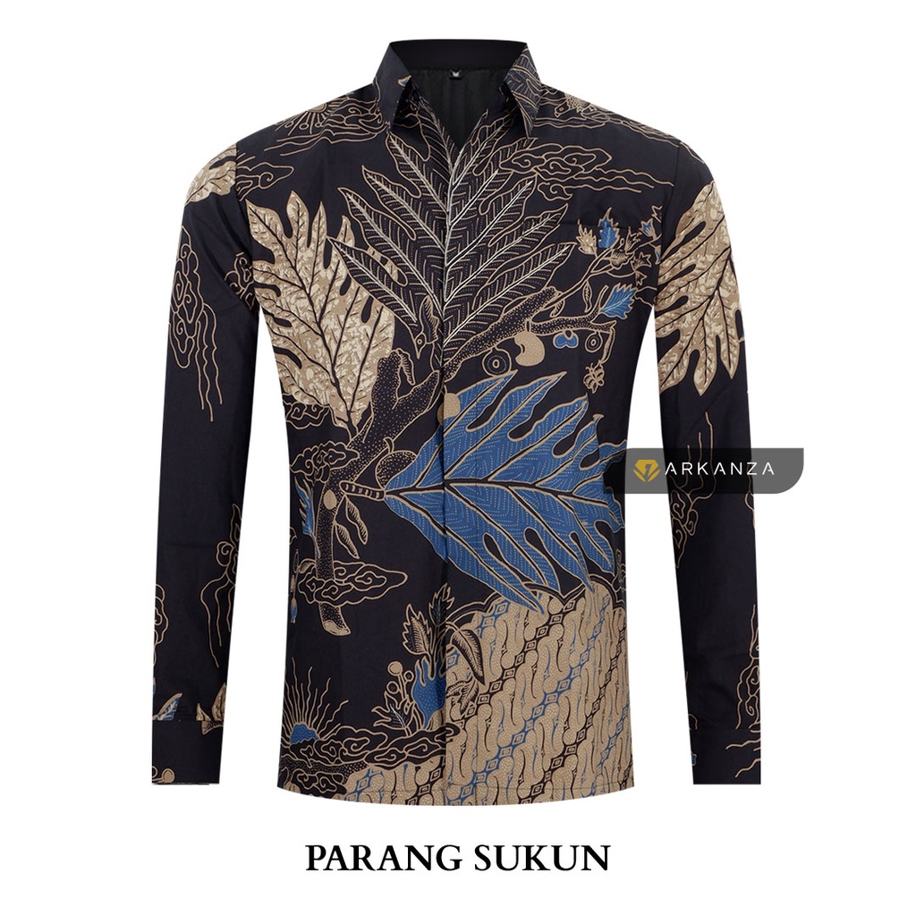 BATIK ARKANZA Motif PARANG SUKUN Hem Atasan Kemeja Baju Batik Pria Cowok Laki Laki Slimfit Full Lapis Furing Lengan Panjang