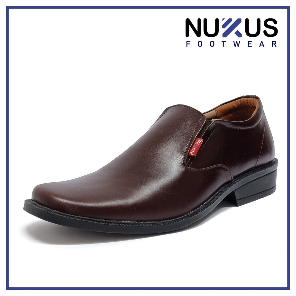 Nukus Sepatu Pantofel Pria Coklat Kulit Sapi Asli - NKP 04