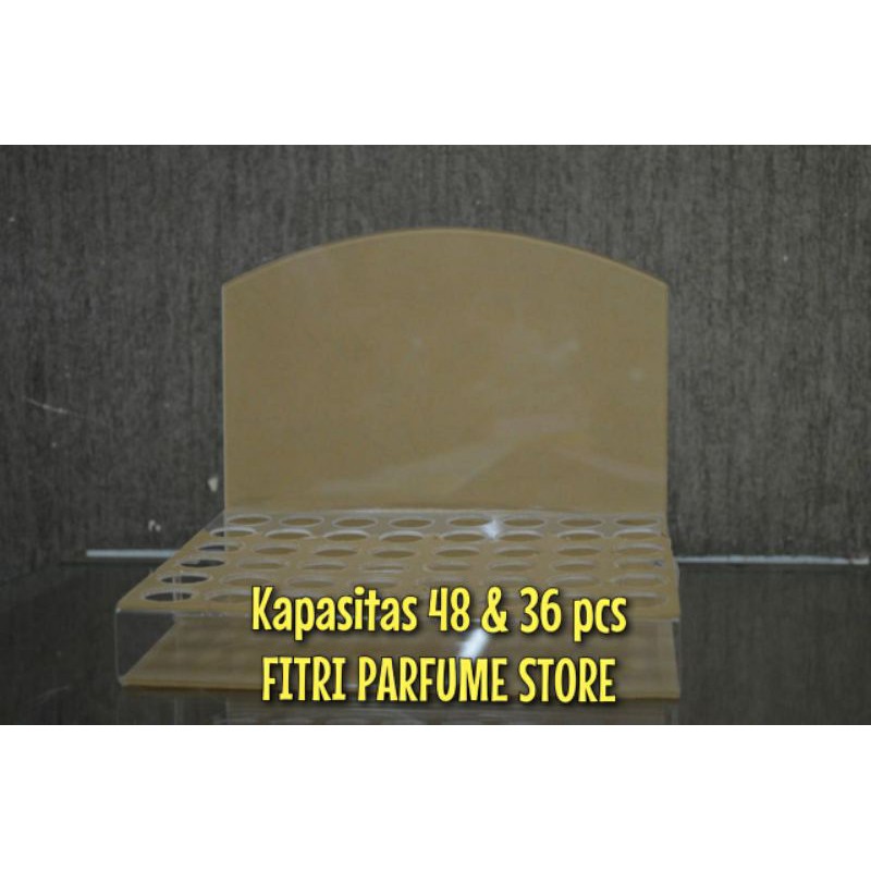Akrilik / rak display botol parfum roll on kapasitas 36pcs & 48pcs