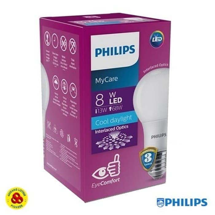 PHILIPS Lampu LED MyCare 8W Putih Bohlam LED Bulb My Care 8 Watt CDL