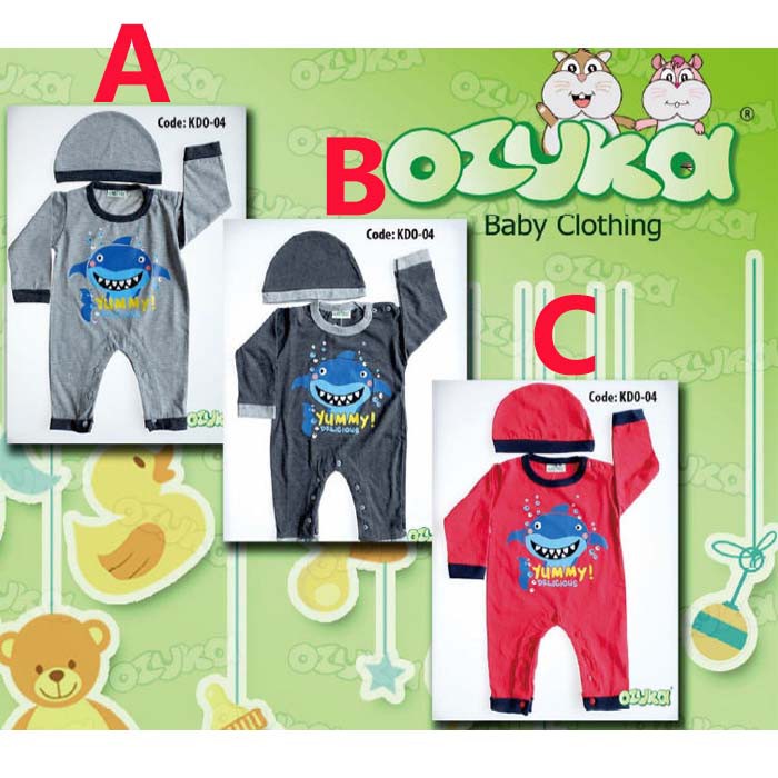 Baju Bayi Laki Laki Jumpsuit Bayi Lengan Panjang Lucu Shark Ozuka