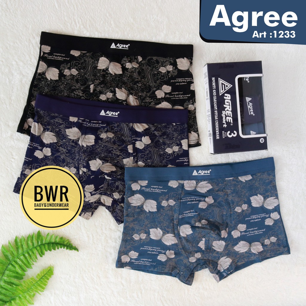 [ 3pc ] CELANA BOXER AGREE SPORT 1233 | Celana Dalam Pria Agree Boxer 1233 Motif Batik Boxer Pria Agree Sport Motif #1233 | Bwr