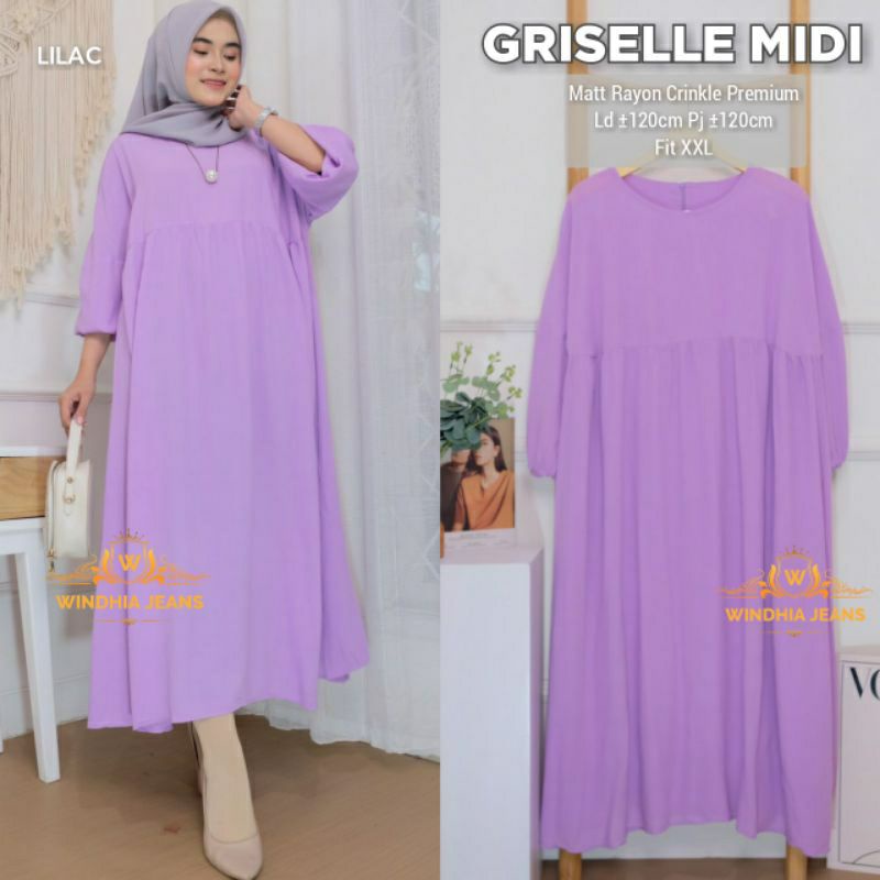 Midi dress overall dress dress jumbo LD 120 bahan rayon crincle