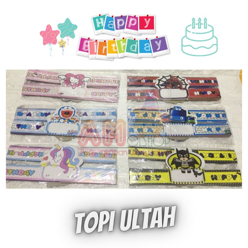 Topi Ulang Tahun Anak Topi Ultah Kartun Topi ulang tahun batman Topi ulang tahun anak Topi Mahkota U