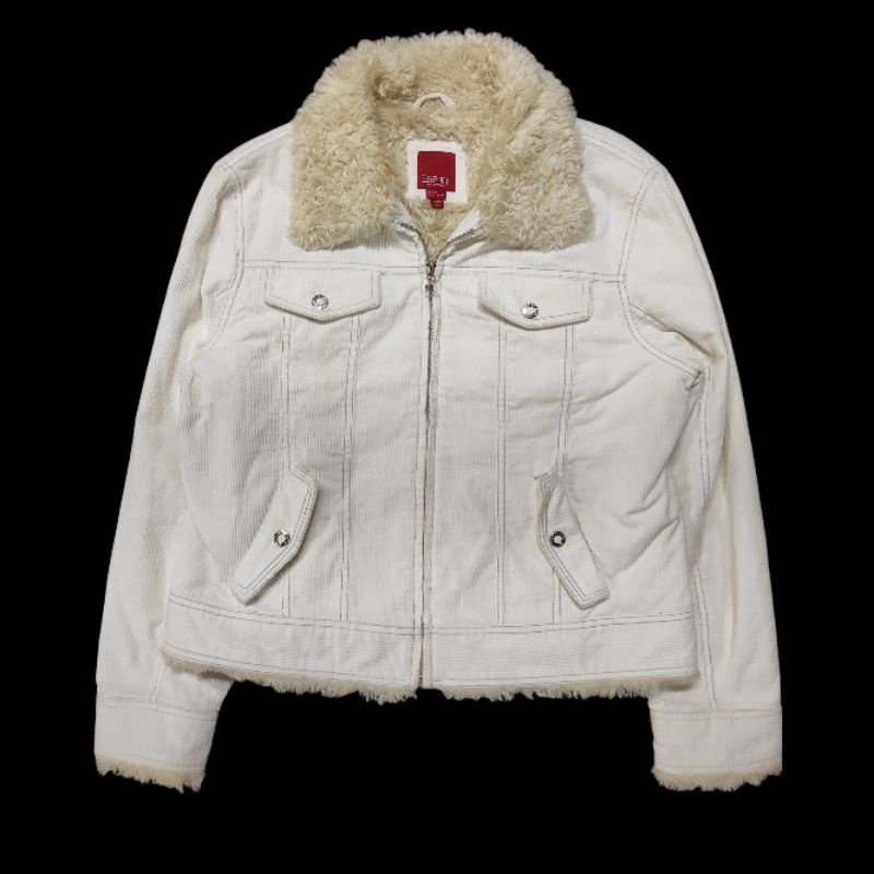 JAKET JEANS DENIM SECOND PRELOVED CORDURAY CORDUROY TRUCKER SHERPA BULU FUR JACKET BELEL WASHED RIPP