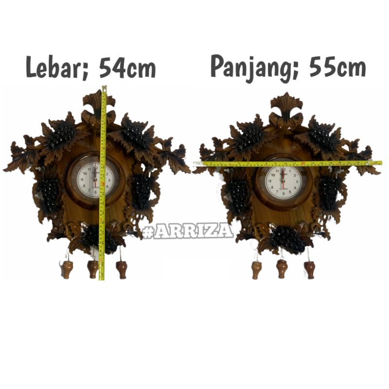 JAM DINDING MODEL ANGGUR DARI KAYU JATI ASLI