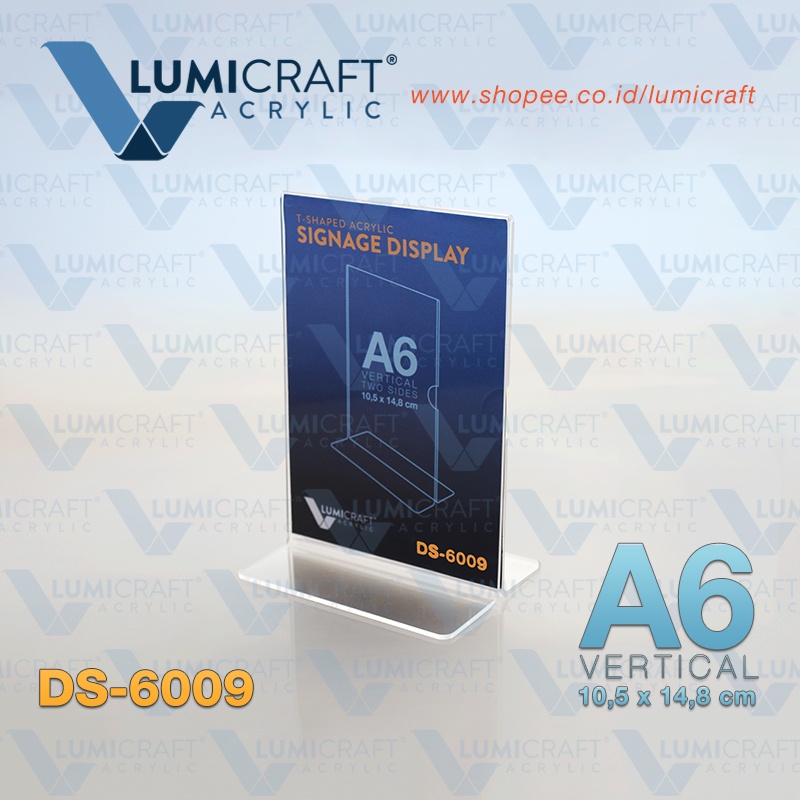 

Tent Card Akrilik Model T (A6 Portrait) / Acrylic Display ukuran A6 Vertikal | Lumicraft DS-6009