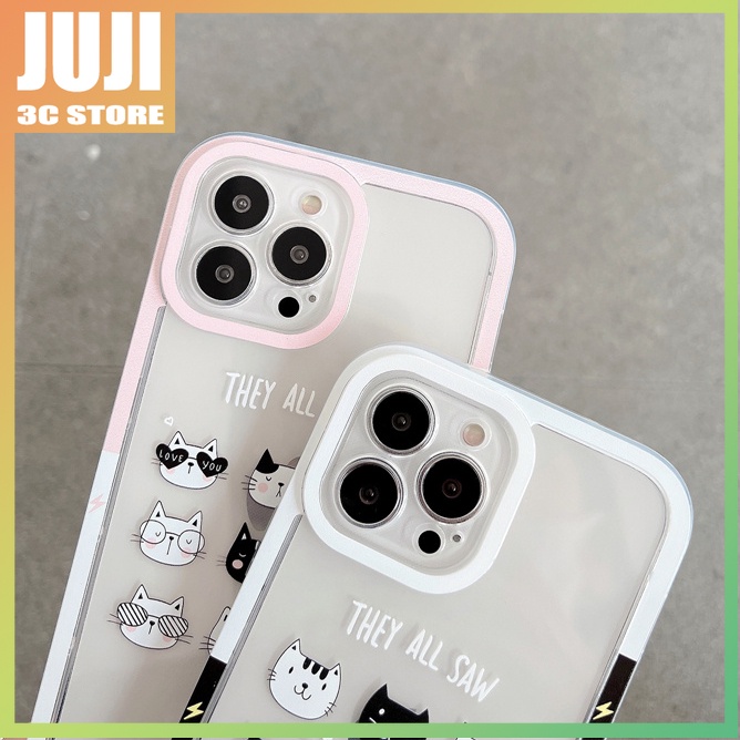 360 Derajat Motif Kartun Kucing Ekspresi Lucu° Soft case Transparan Shockproof Cover iphone x xs xr xsmax 11 12 13 pro max