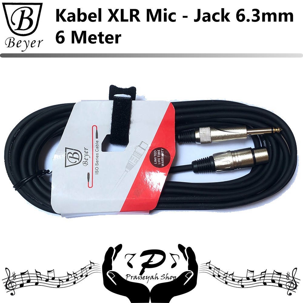 Kabel Microphone XLR Female - Jack 6.3 mm Mikrofon 6 Meter