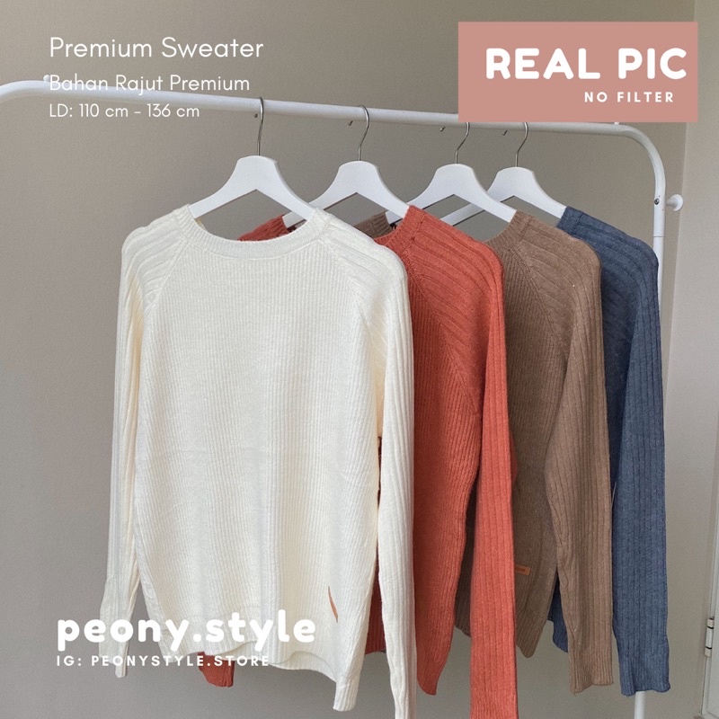 Peony SWEATER RAJUT IMPOR PREMIUM GARIS TANGAN PANJANG PEACEMINUSON