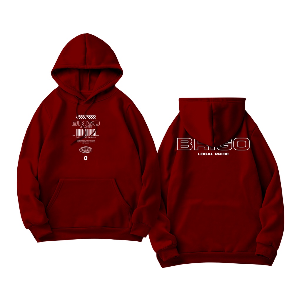 BRIGO Jumper Hoodie  Barcode Number II Sweater Hoodie BRIGO Sablon DTF Fleece Cotton M-XXL (Pria &amp; Wanita) Free stiker&amp;Gantungan Kunci