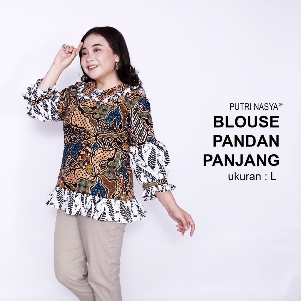 Blouse Batik Big Size LD 140 Wanita Atasan Batik Jumbo S-M-L-XL-2L-3L-4L-5L-6L-7L Model Blus Jumbo Kerja Batik / Blus Batik Big Size Formal Seragam Kantor / Pakaian Batik Kekinian Model Terbaru