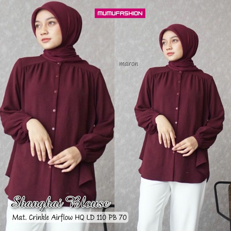 MUMU - Alina Blouse Atasan Wanita Crinkle Ld 120 Kekinian Terlaris Viral By Mumufashion Grosir Pakaian Solo