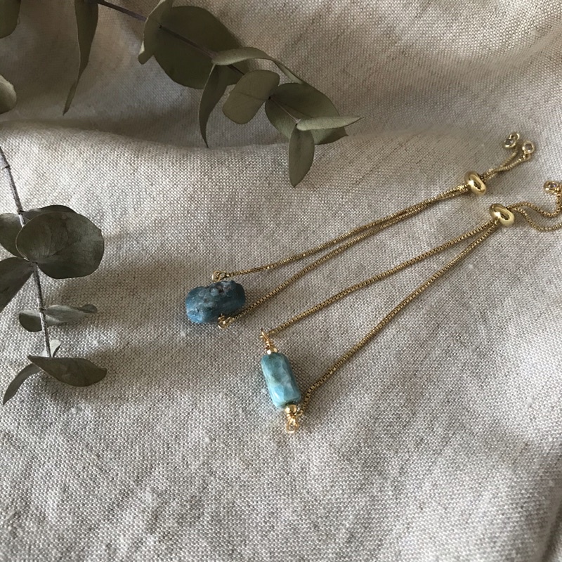 Blue Apatite Bracelet - Natural stone gold plated bracelet