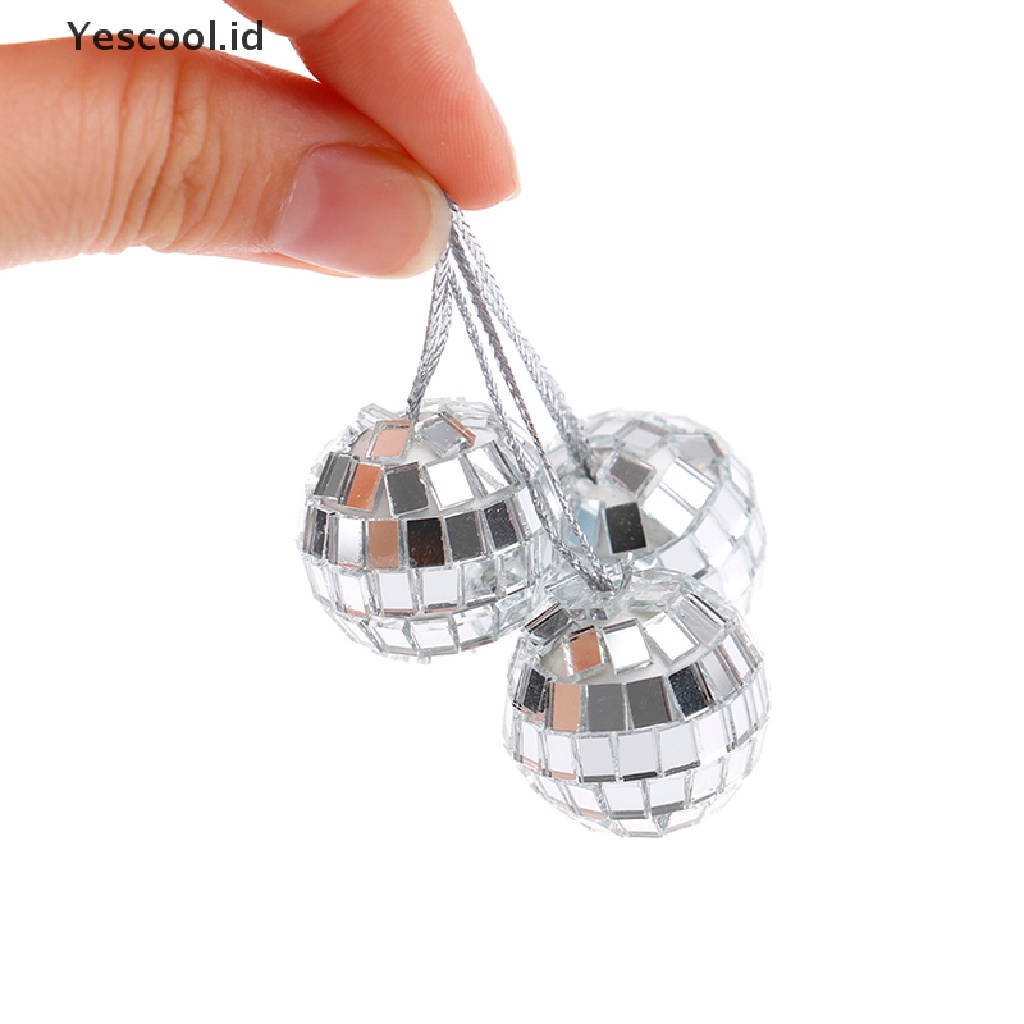 【Yescool】 Christmas Ball Ornaments 2-8cm Mini Disco Mirror Ball Christmas Tree Decoration .