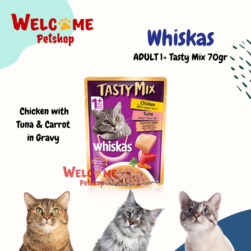 Whiskas Tasty Mix Chicken with Tuna 70gr Makanan Kucing Basah