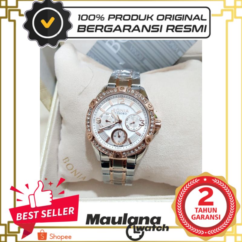 JAM TANGAN PRIA WANITA | RANTAI | KULIT | KARET | MURAH | Wanita - Bonia tesoro BNB10296 silver rose