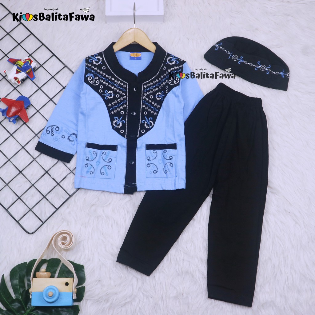 Baju Koko Kurta uk 1-2 tahun / Setelan PREMIUM BORDIR Muslim Anak Laki Laki Polos Turki Bayi Balita