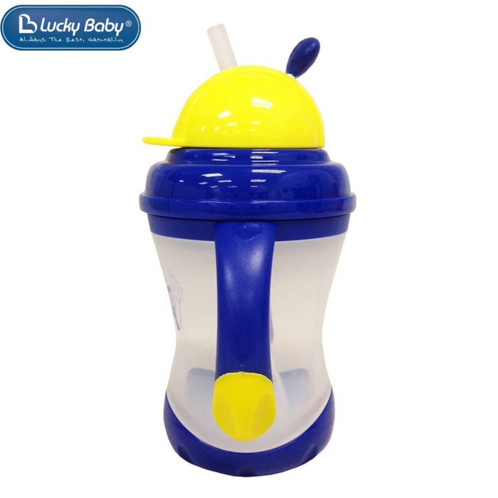 LUCKY BABY Twin Handle Straw Cup - Blue