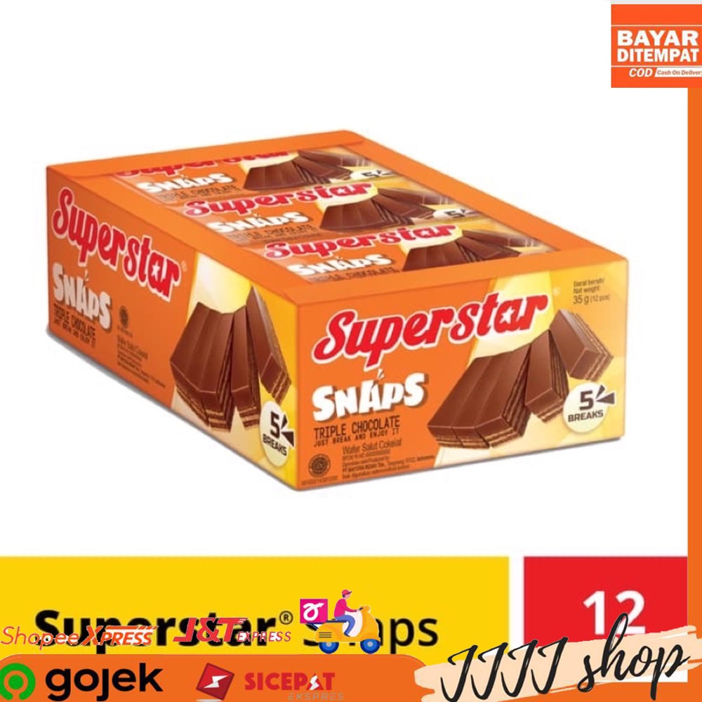 

Superstar Snaps Wafer Superman Triple Chocolate isi 12pcs 336gr