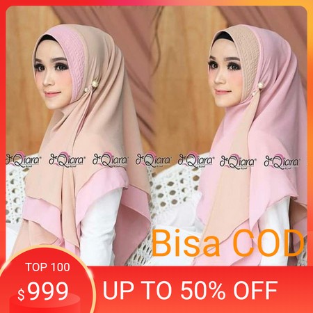 BOBAL HIJAB SEGITIGA DEQIARA BOLAK BALIK 2 WARNA SOFT PET PASMINA JILBAB KERUDUNG BERGO