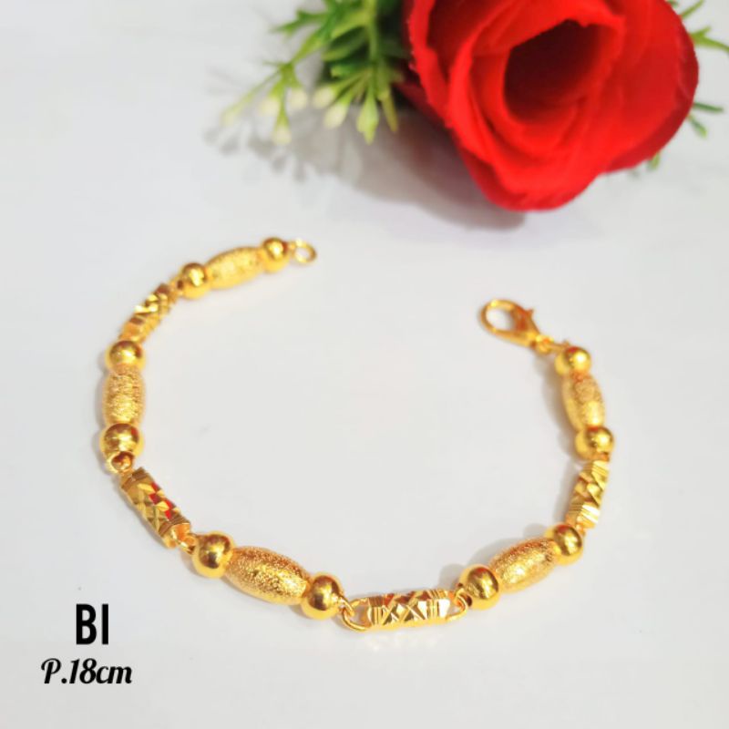 Gelang rantai bambu ukir emas 24k elegan dan simple/tidak karat/termurah/terlaris(COD)