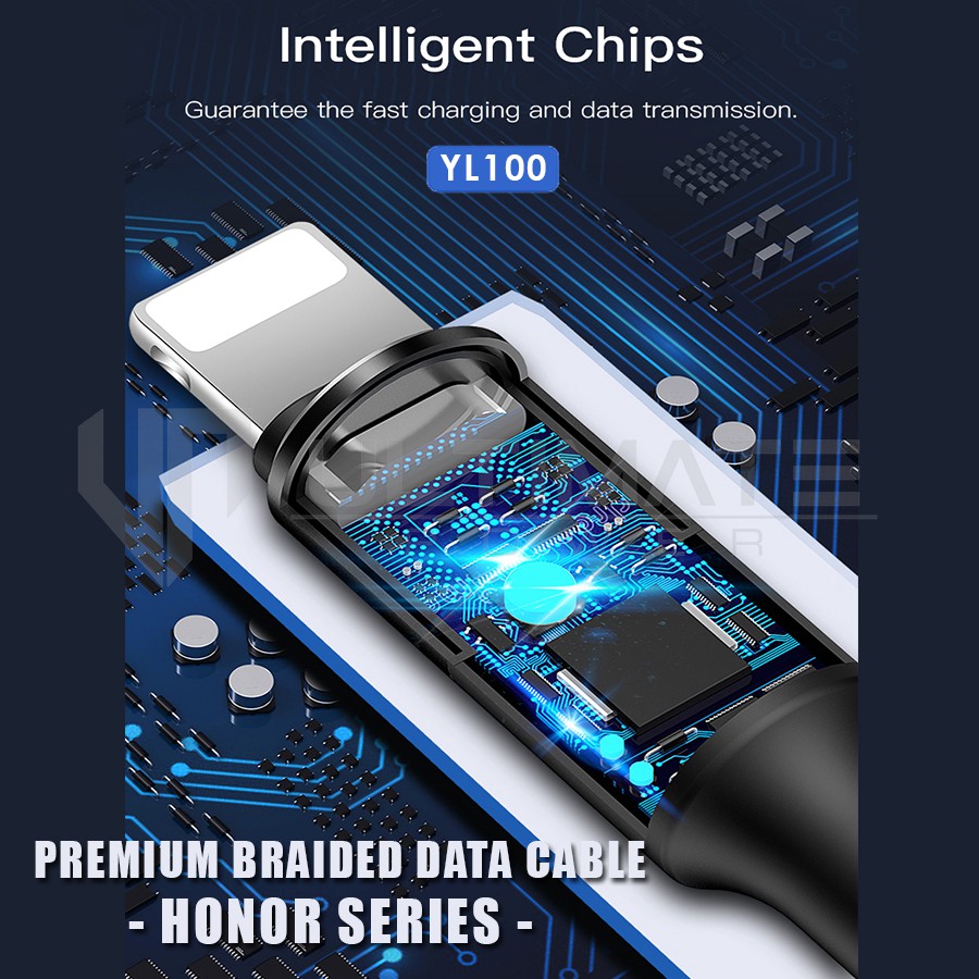 Data Cable Apple Lightning Ultimate Premium Braided Kabel Honor Series Lightning 1M Original100%