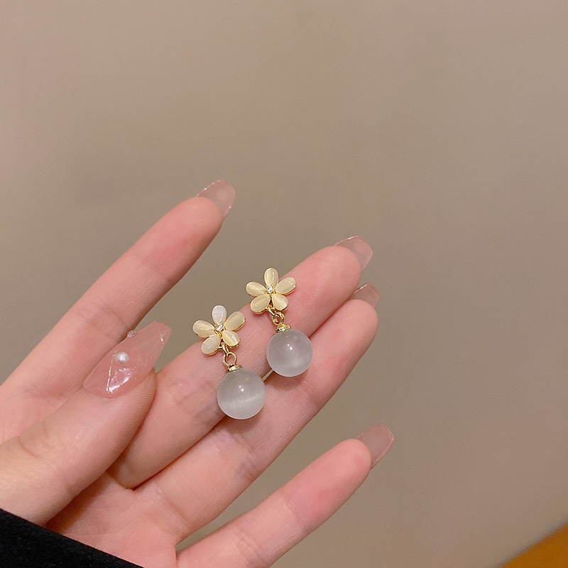 Anting Bentuk Bunga Opal Gaya Retro Untuk Wanita